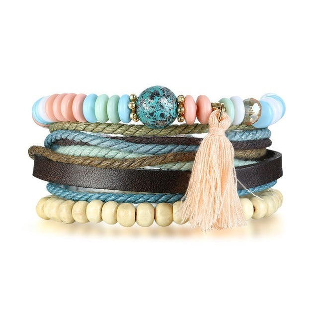 4pcs/Set Bohemian Bracelet Bangles - Adjustable Length