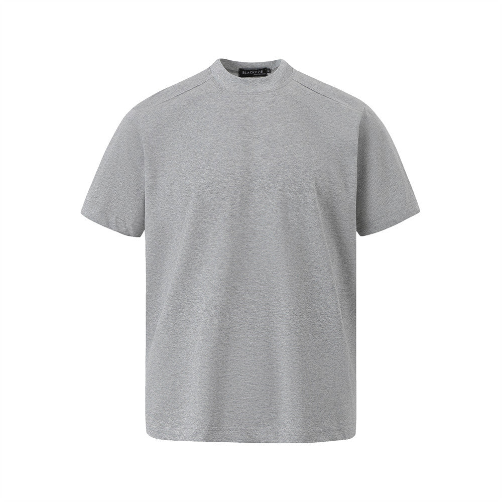 Simple Solid Color Short Sleeve T-Shirt - American Style Round Neck