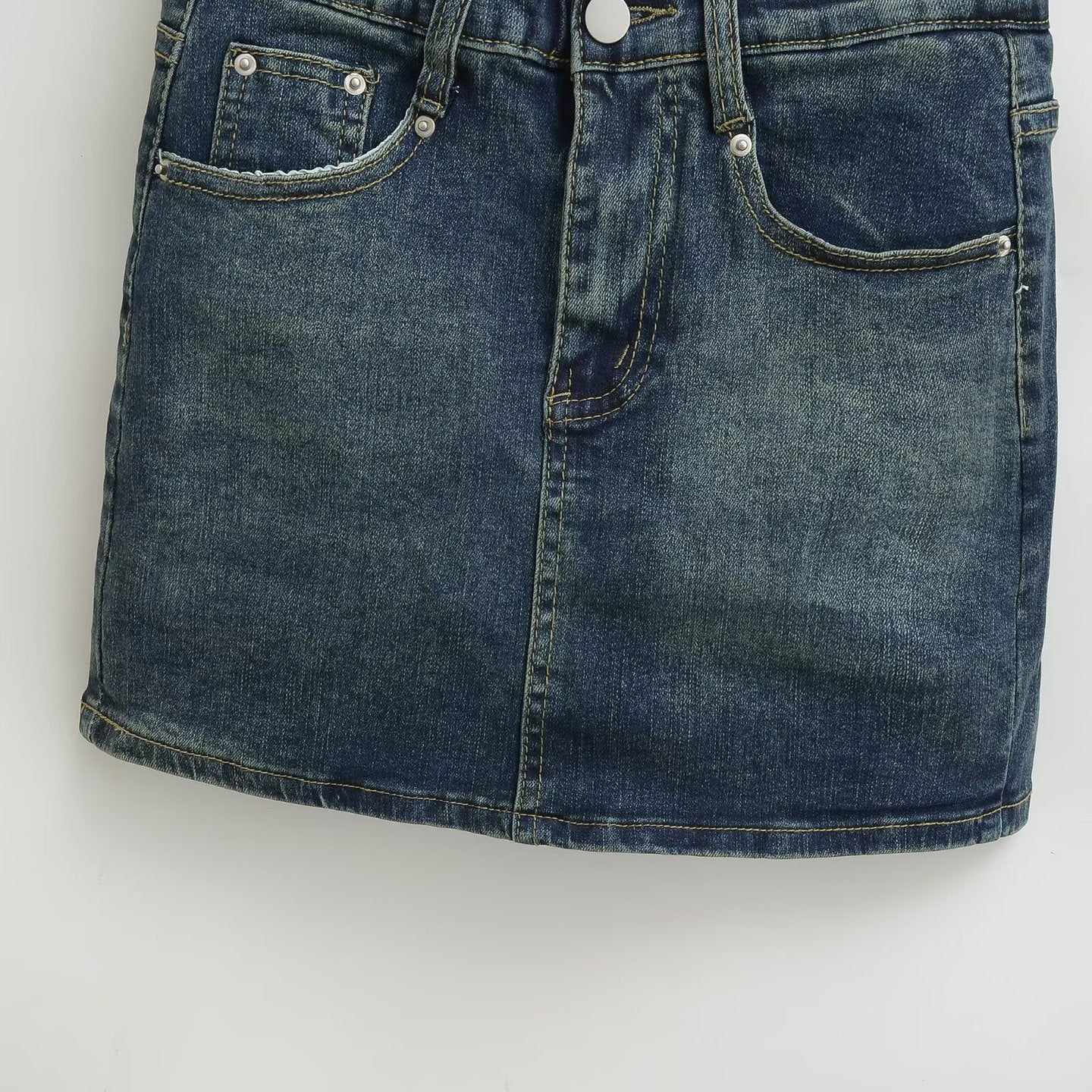 High-Waisted Denim Mini Skirt with Hip-Hugging Fit