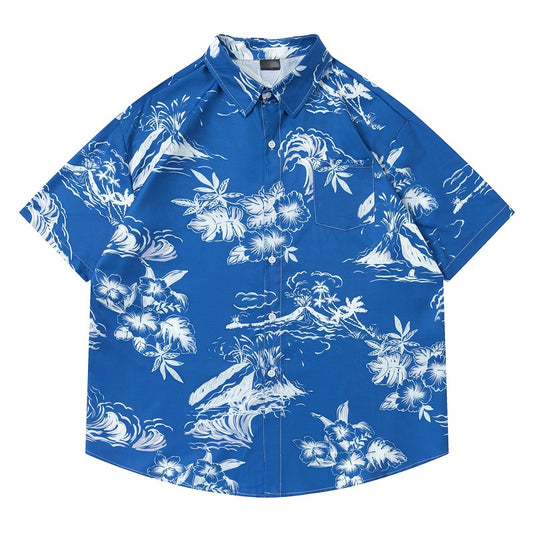 Hawaiian Short Sleeve Shirt for Men and Women Casual Couple Half-Sleeve