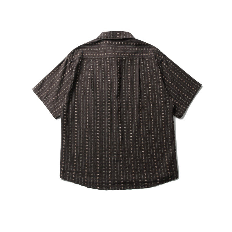 Loose-Fit Short-Sleeve Striped Shirt for Men