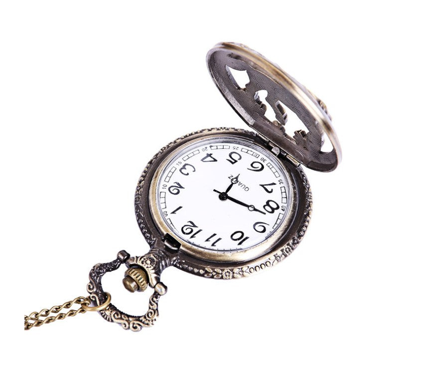 Large Bronze Thin Chain Chinese Zodiac Classic Retro Pocket Watch