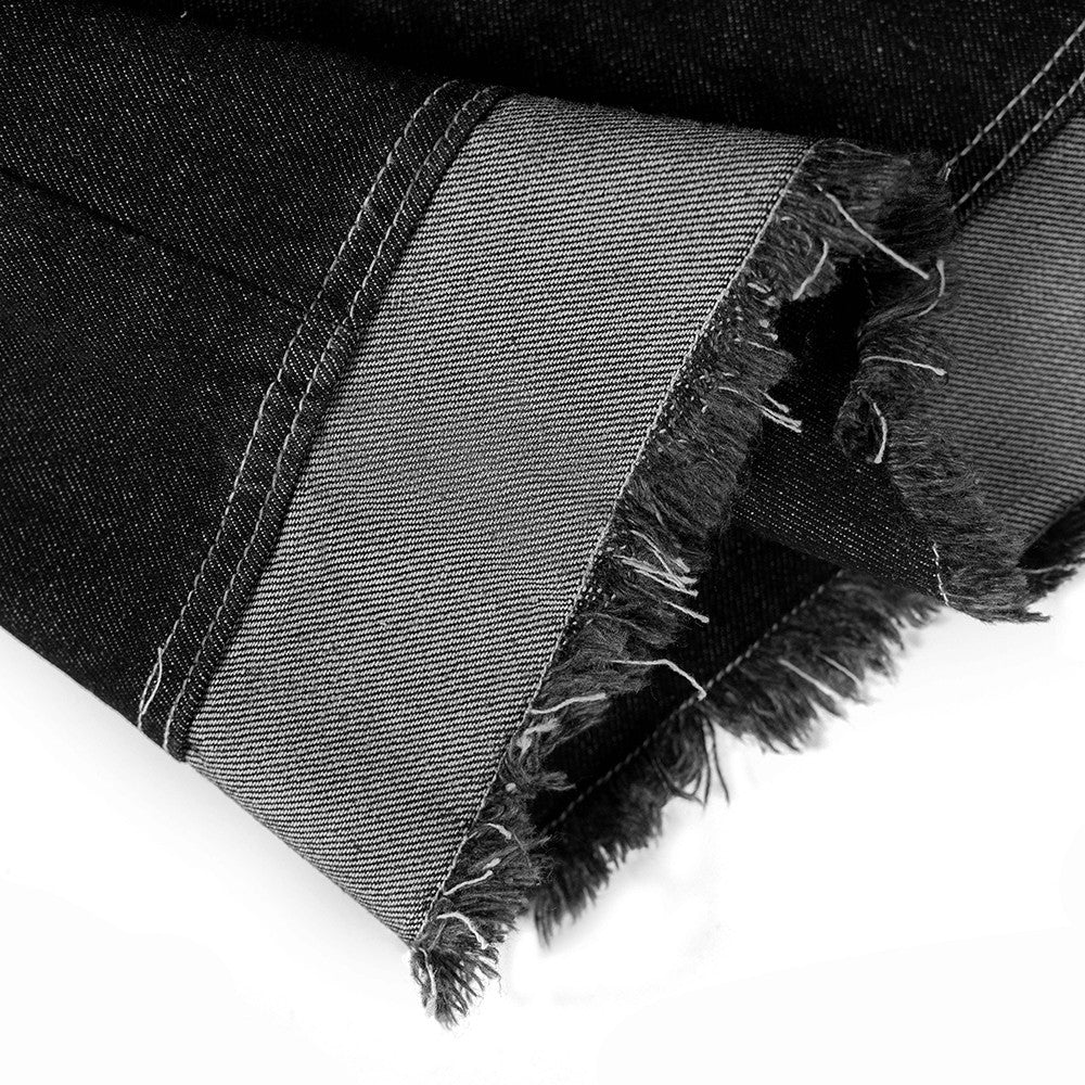 Men's Color Block A-Line Denim Shorts with Frayed Hem