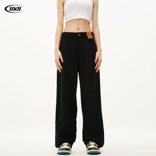 Black Straight Jeans for Men and Women – Loose Fit,  Slim Wide Leg Stacked Long Pants