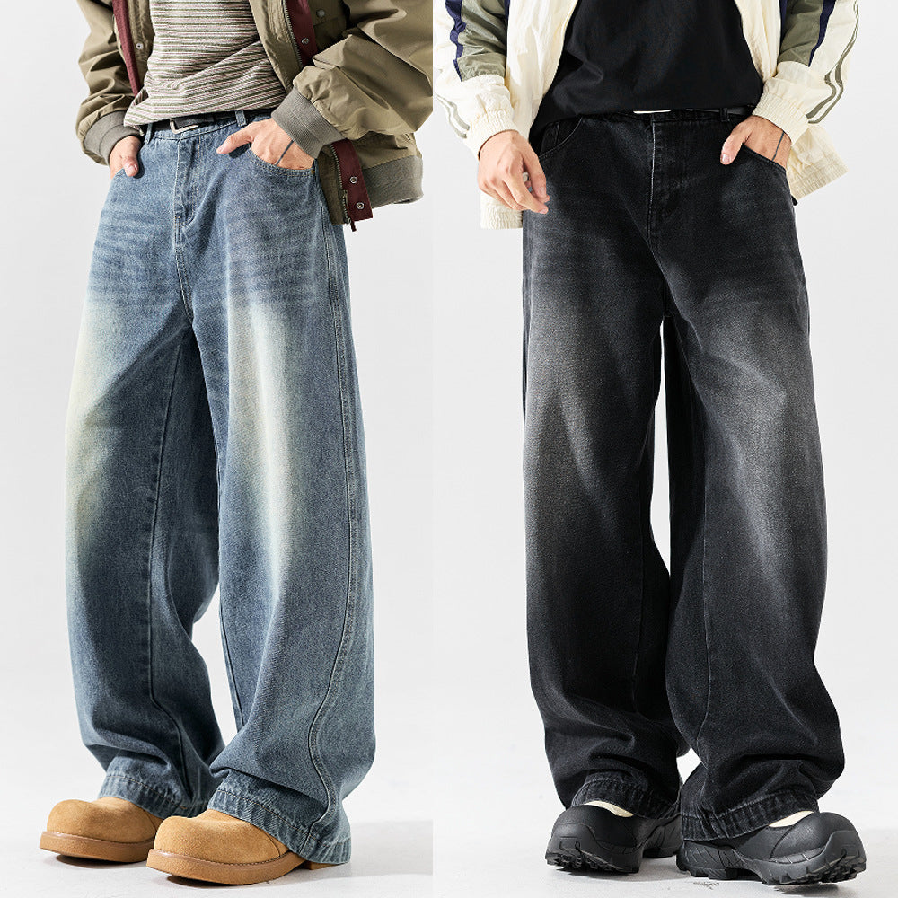 Unique Design Washed Denim Long Pants for