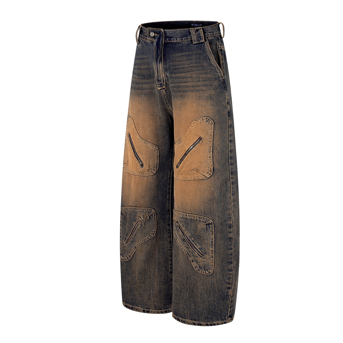 Rust Washed Denim Workwear Wide Leg Pants