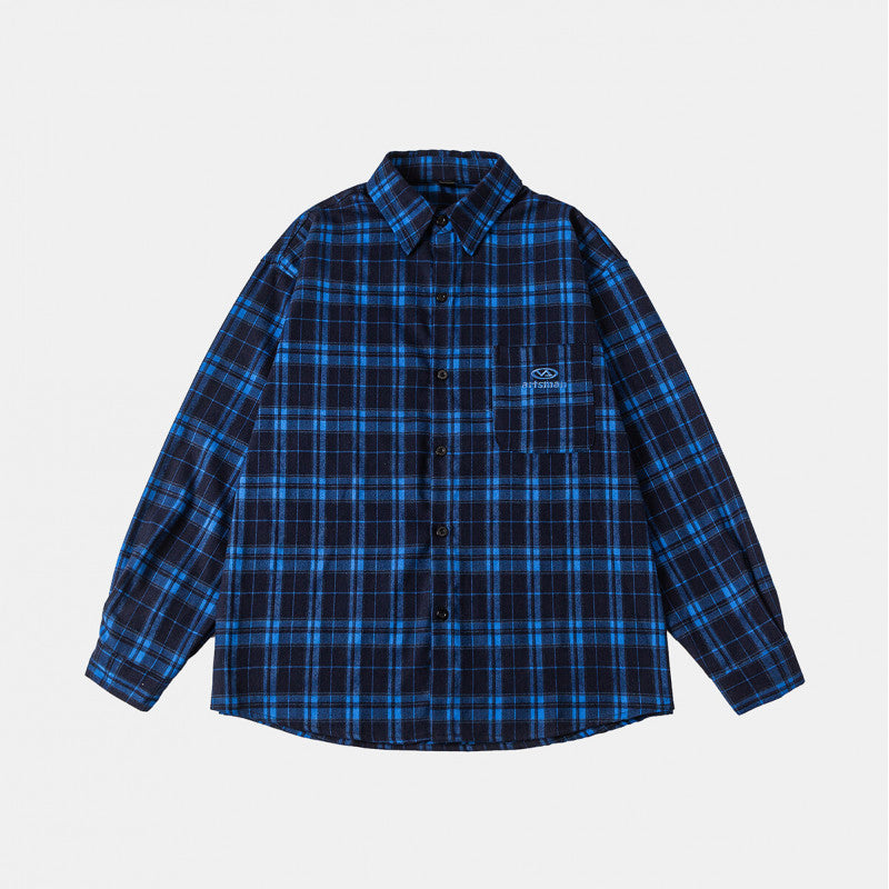Casual Long Sleeve Plaid Shirt for Men and Women