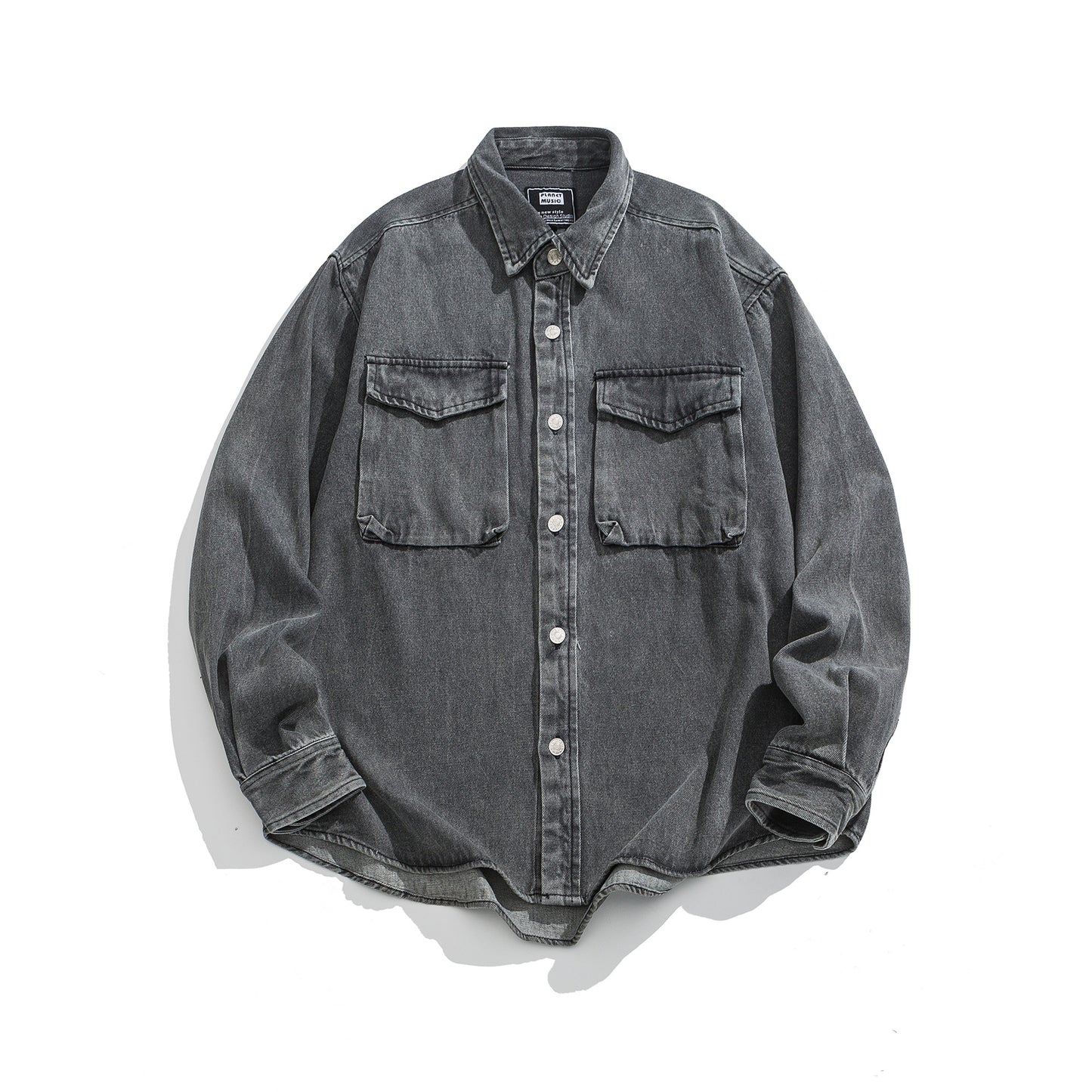 Washed Denim Long Sleeve Outerwear for Men and Women
