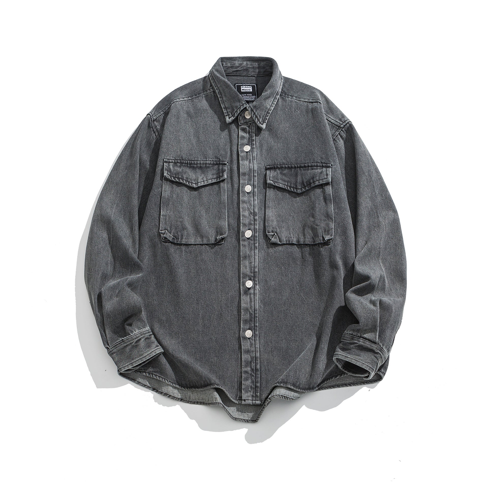 Washed Denim Long Sleeve Outerwear for Men and Women