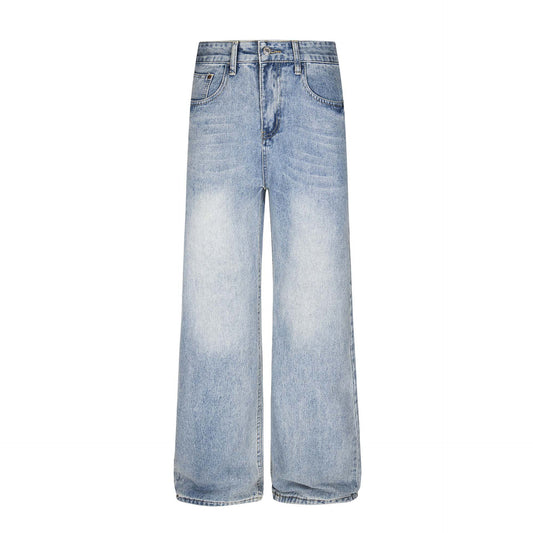 High Street Washed Vintage Unisex Loose Wide Leg Straight Long Jeans