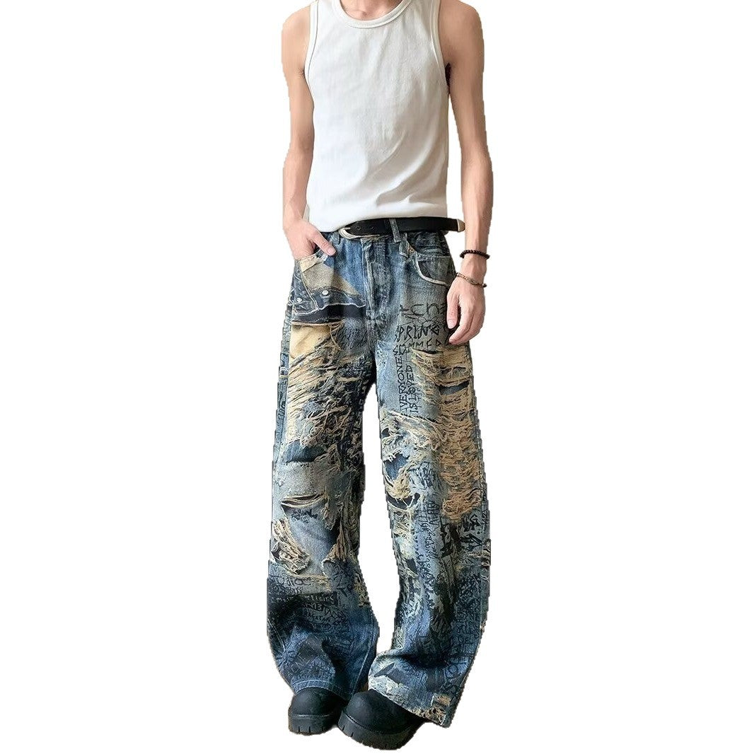 Premium Digital Direct Printing Denim Loose Pants for Men