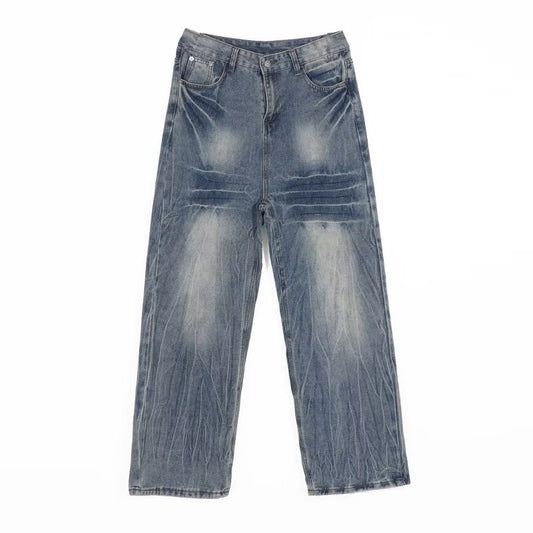 Premium Japanese Denim Thin Long Straight Tube Loose Curved Knife Pants