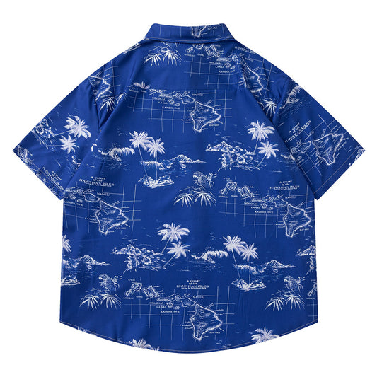 Beach Blue Short Sleeve Shirt for Men