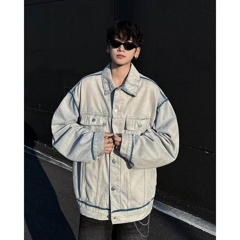 Men's Loose and Versatile Workwear Denim Jacket