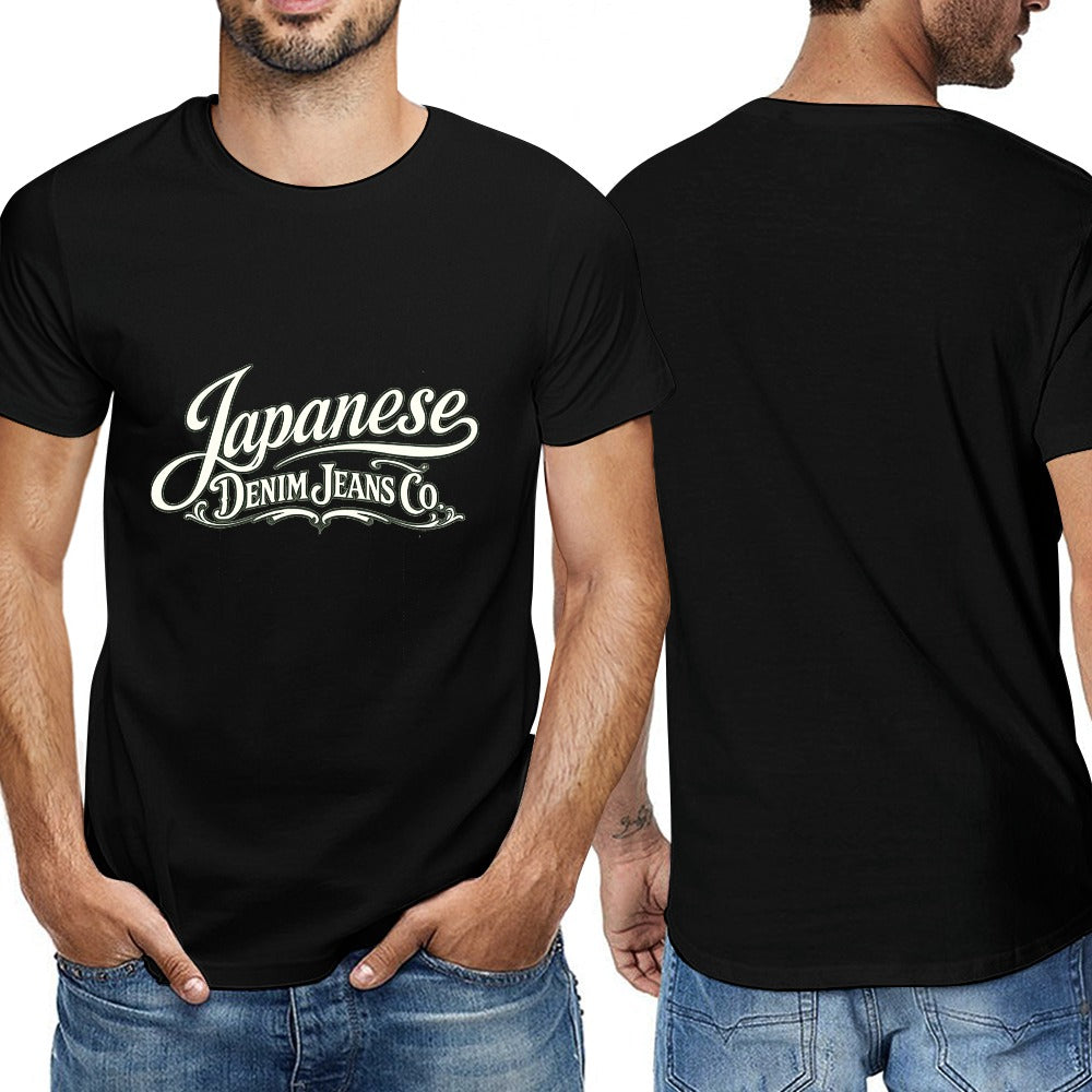 Japanese Denim Jeans Co. Men's Short Sleeve Cotton T-Shirt - Black