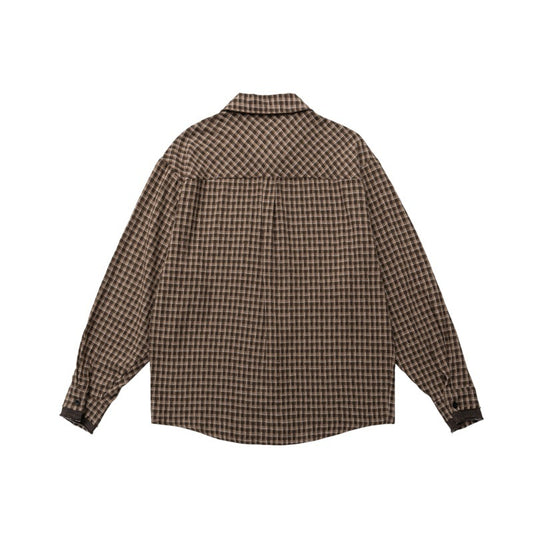 Broken Hole Patch Small Grid Shirt for Men