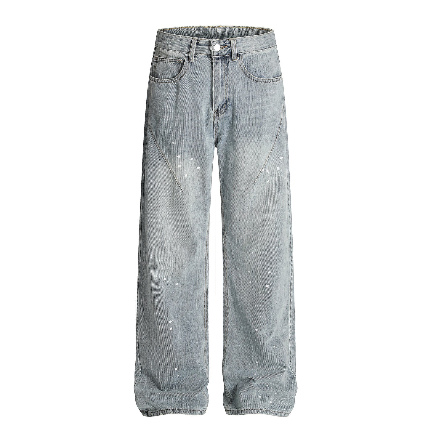 Washed Printed Straight Jeans