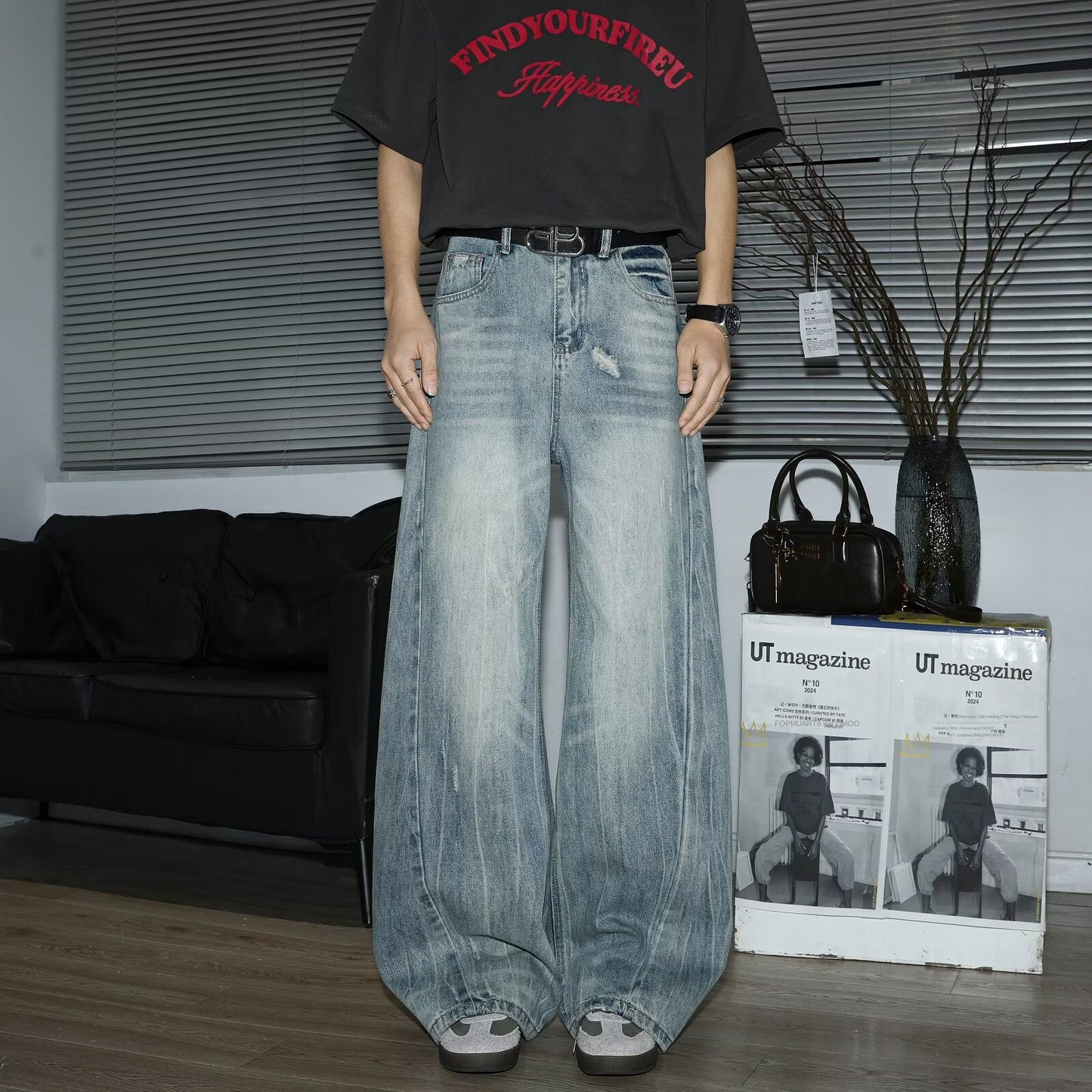 Retro Loose Wide Leg Denim Pants for Men - High Street Vibe