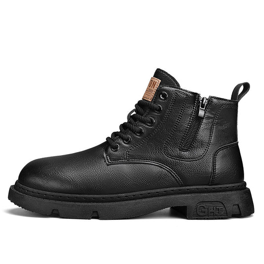 Men's British Style Short Boots with Side Zipper