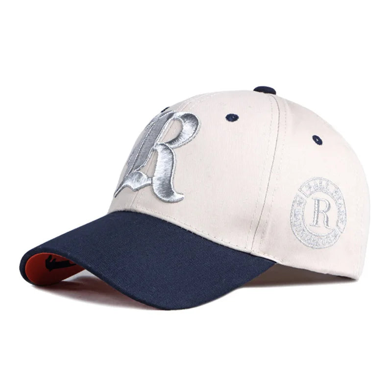 R Letter Embroidered Color Block Baseball Cap
