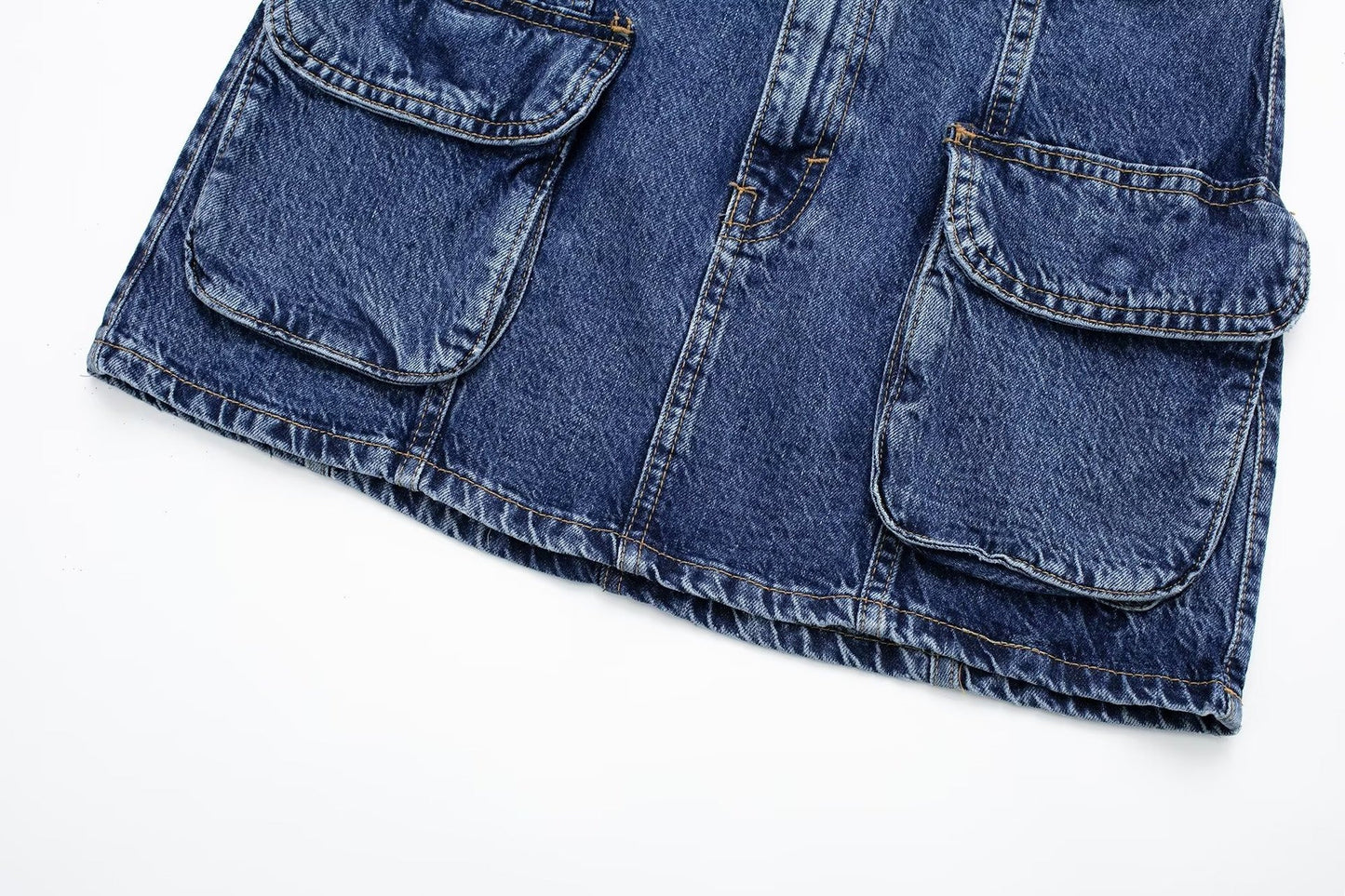 Personalized Mini High Waist Denim Skirt with Pockets