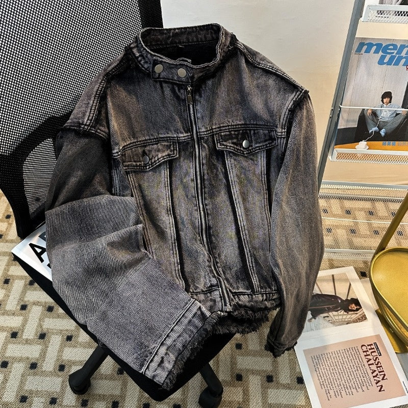 Washed High Street Denim Jacket for Men