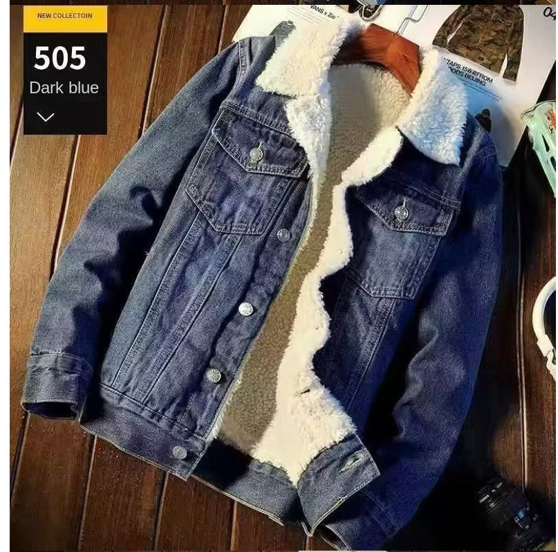 Men's Lamb Fleece Denim Jacket - Casual Comfort & Style