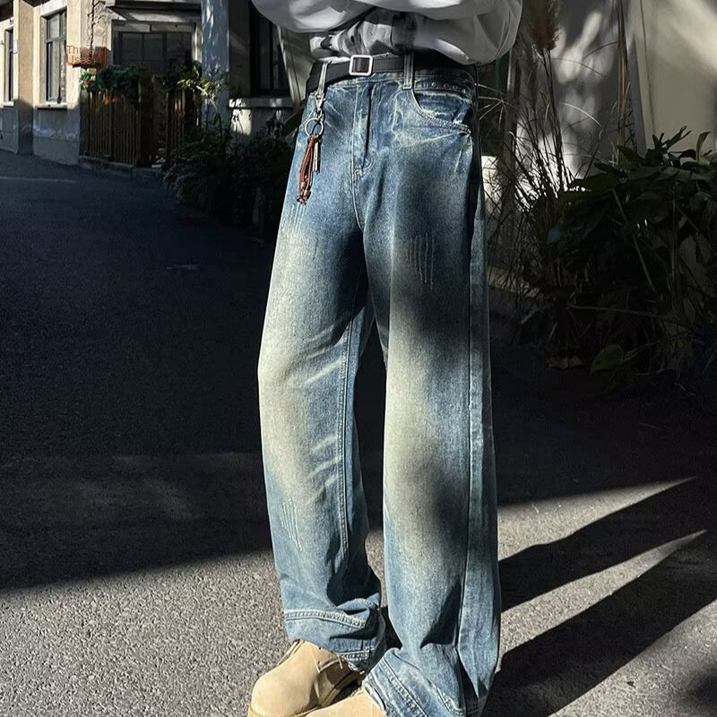 Vintage Washed Denim Jeans for Men