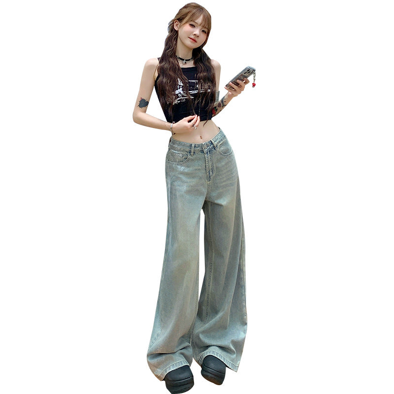 Women's Lyocell Tencel Wide Leg Jeans - Summer Thin Style Loose Fit