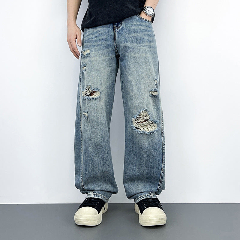 Retro Casual Wide Leg Denim Pants for Men