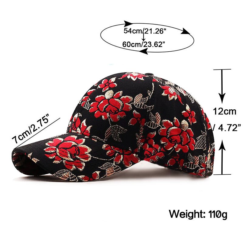 Baseball Caps with Embroidery Flower Designs