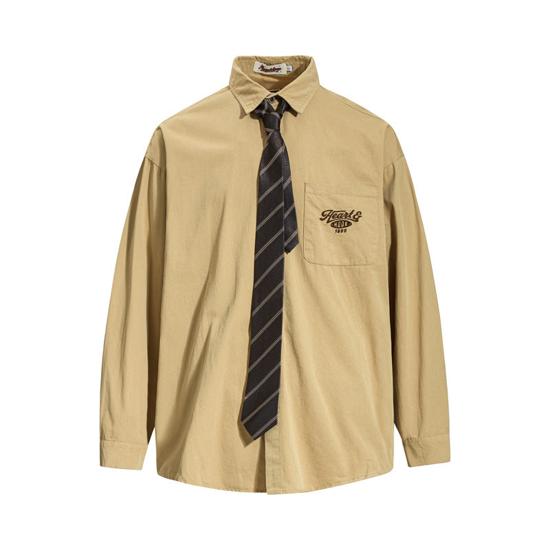 Washed Vintage Long Sleeve Shirt for Men and Women