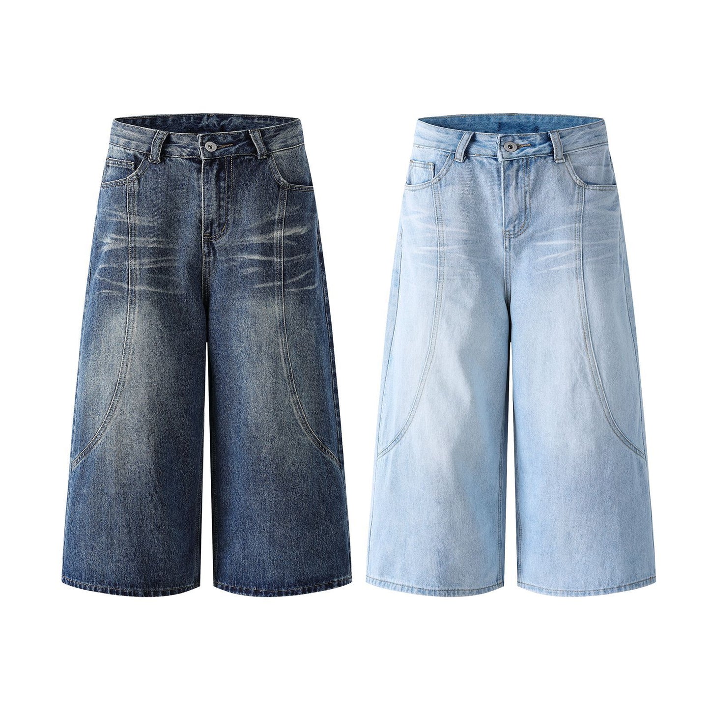 Retro Washed Loose Wide-Leg Summer Denim Shorts