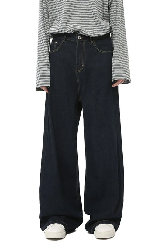 Luxury Wide Leg Japanese Denim Jeans with Functional Pockets