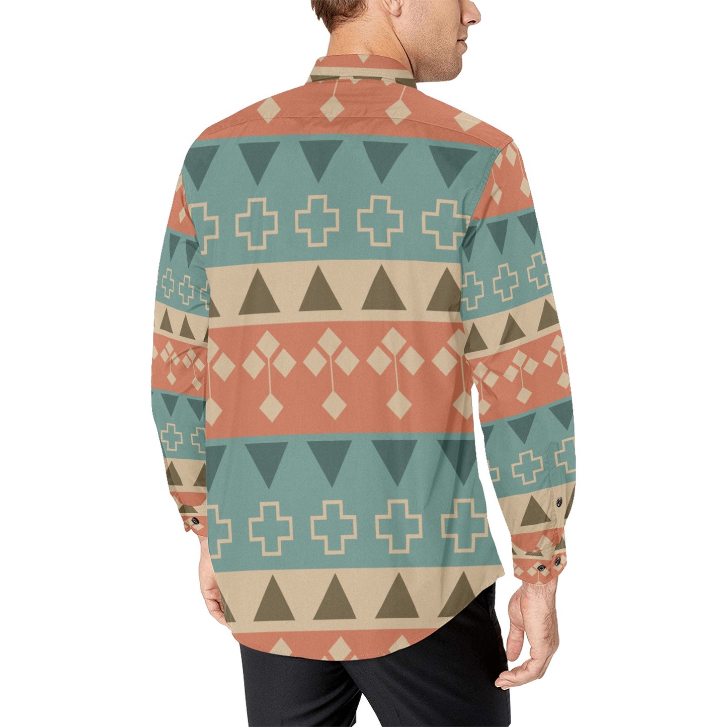 Aztec Design Men's All Over Print Long Sleeve Shirt