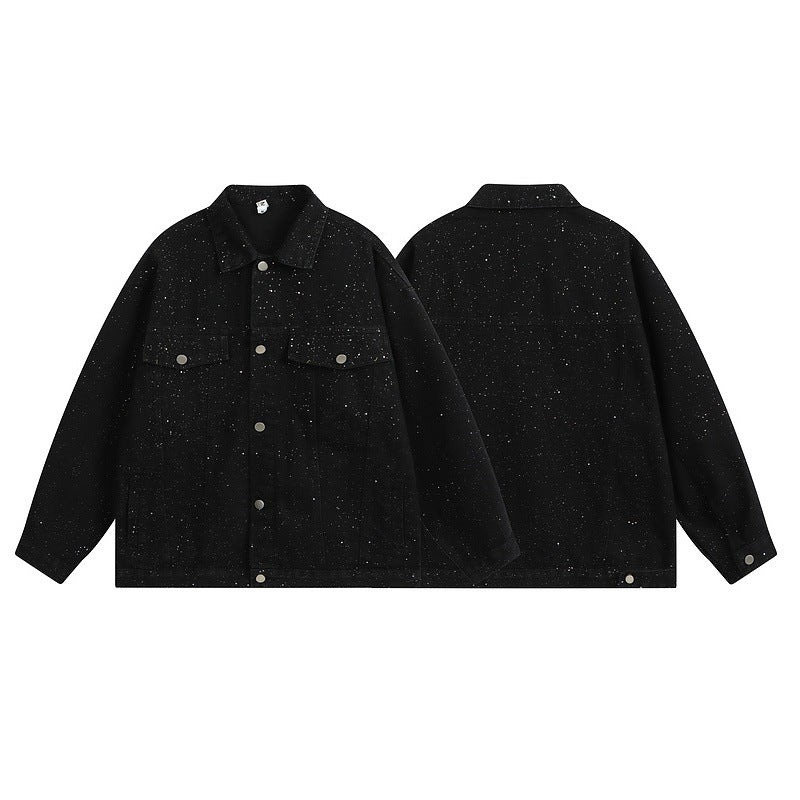 Distressed Sequin Design Denim Jacket