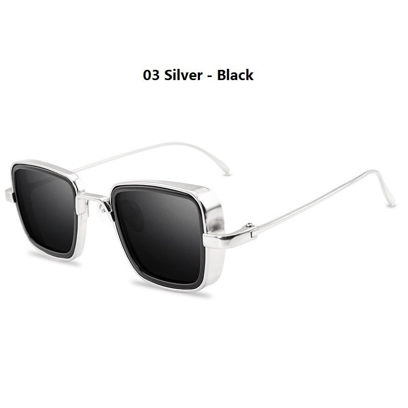 Vintage Steampunk Sunglasses Retro Metal Square for Men UV Protection