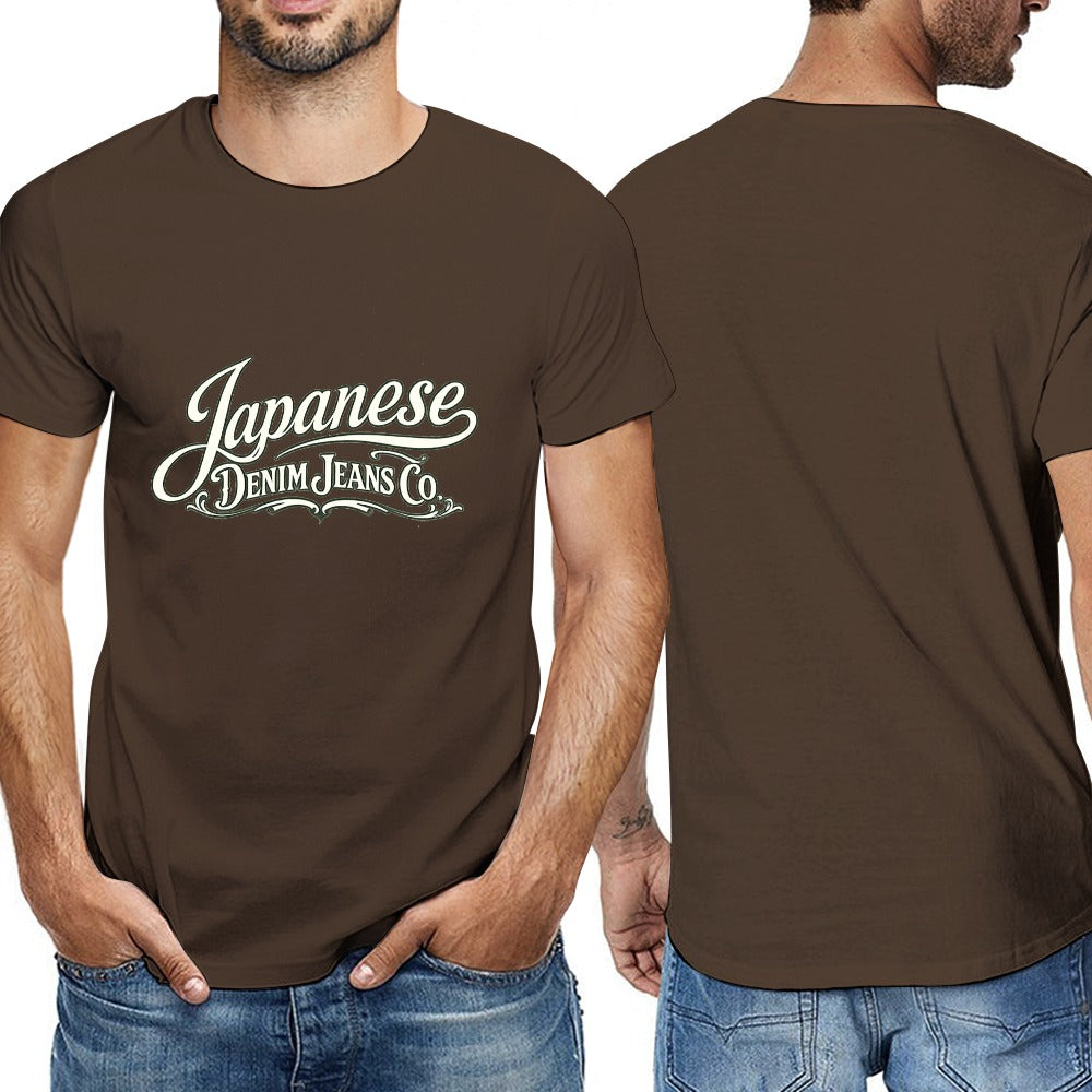 Japanese Denim Jeans Co. Men's Short Sleeve Cotton T-Shirt - Brown