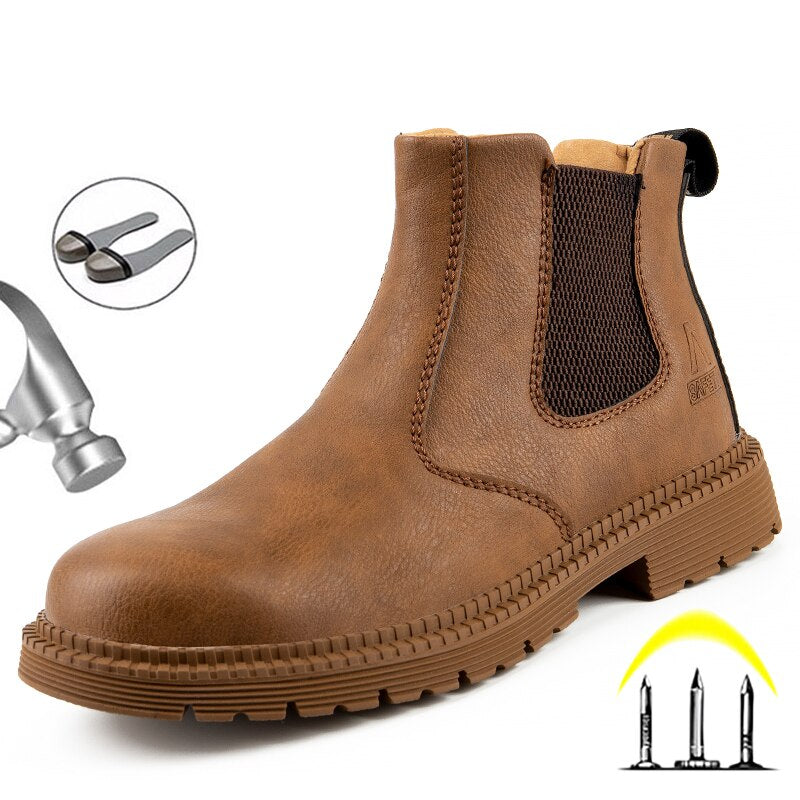 Men's Work Safety Boots - Chelsea Steel Toe Shoes
