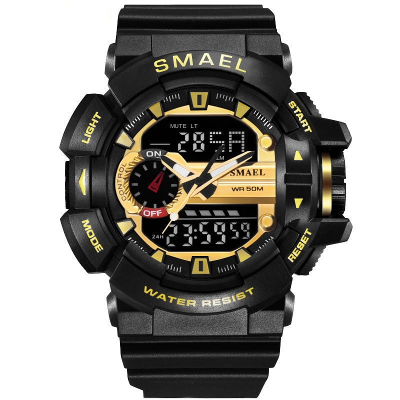 Men's Sports Military Watch - LED Quartz Dual Display, Waterproof Outdoor Sport Watch