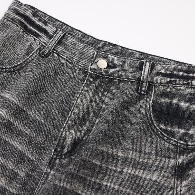 Unique Design Tapered Denim Long Pants for