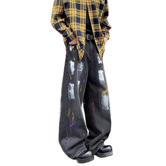 Graffiti Print Casual Straight Tube Jeans