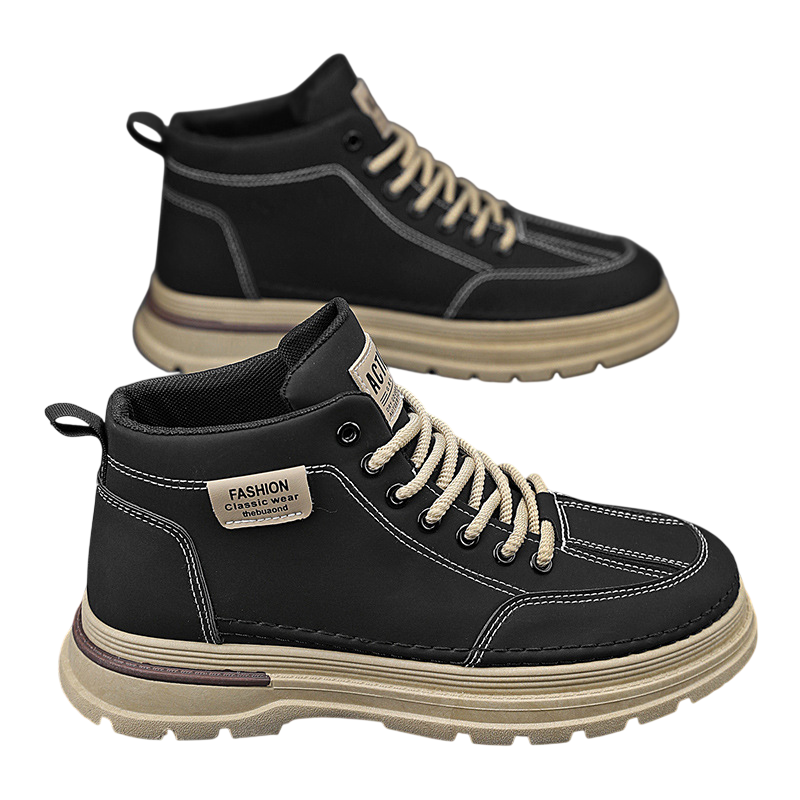 Men's Casual Boots - Black, Khaki