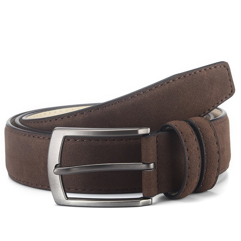 Men's Needle Buckle Suede Leather Belt - Retro Casual Style for Male Students