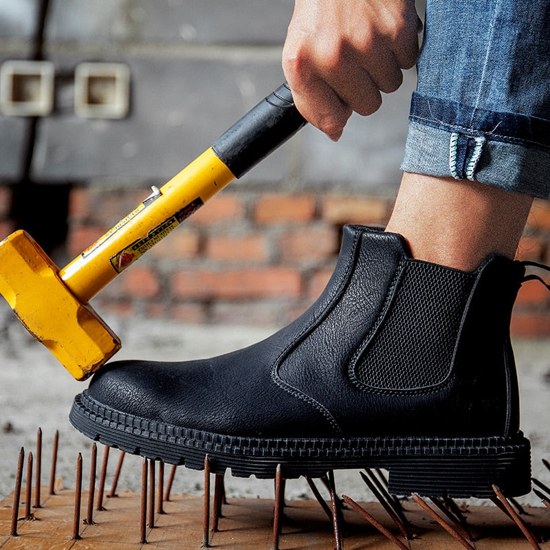 Men's Work Safety Boots - Chelsea Steel Toe Shoes