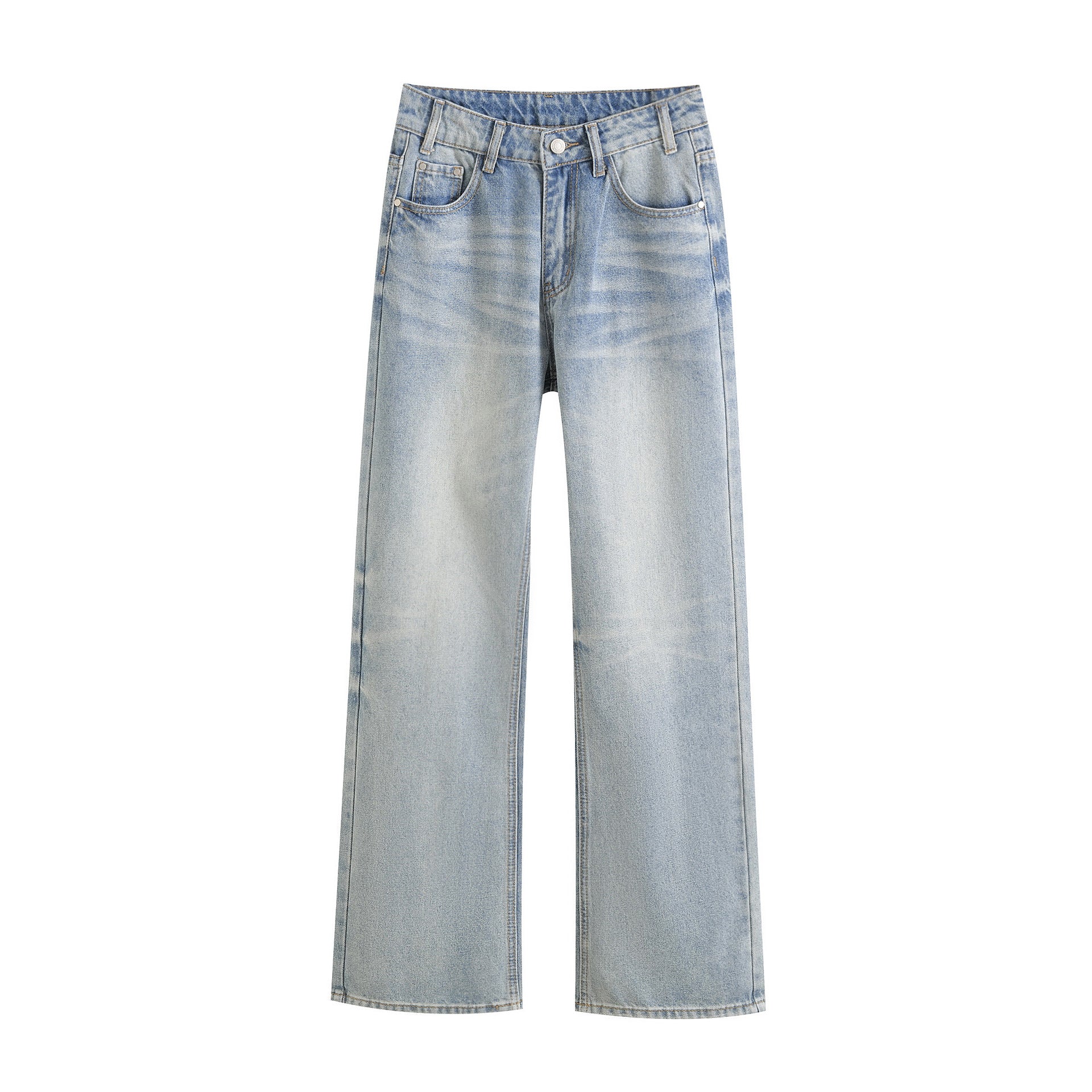 Washed Casual Straight Leg Pants Jeans