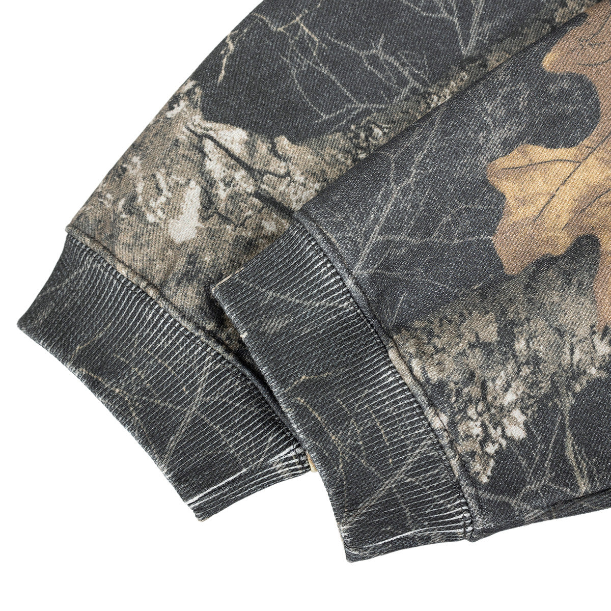 Hoodie with Tree Camouflage Print Fleece-Lined