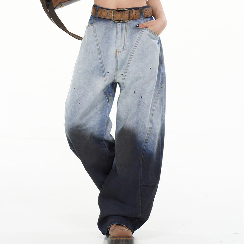 Gradient Splash Ink Wide Leg Jeans