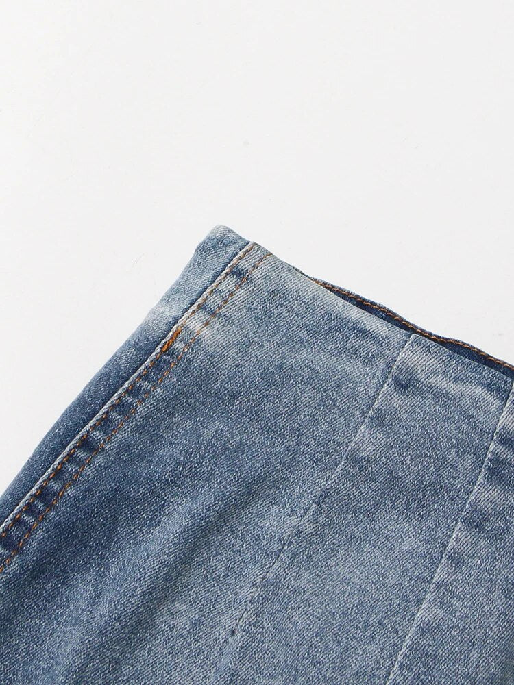 Women's High-Waisted Ombre Denim Summer Skirt - A-Line Design