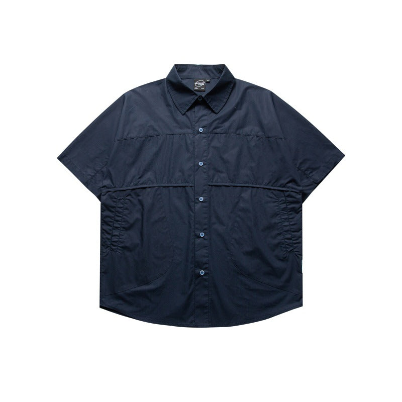 Solid Color Short Sleeve Loose Fit Shirt for Men